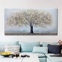 Arte artirx cartaz pintado à mão, árvore, paisagem, pintura a óleo em tela para sala de estar, decoração de casa, imagem de parede abstrata moderna 2024 - compre barato