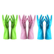 3 paires Durable rubber Thin cleaning gloves Waterproof kitchen latex gloves Blue green pink Household dishwashing gloves,J20027 2024 - buy cheap