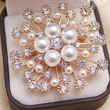 New Fashion Women Large Brooches Lady Snowflake Imitation Pearls Rhinestones Crystal Wedding Brooch Pin Jewelry Accessorise 2024 - buy cheap