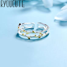 Anillo de dedo de hoja de rama Popular para mujer, sortija Simple de diseño Original, joyería de compromiso de boda, regalos 2024 - compra barato