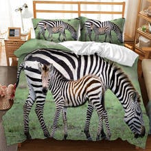 Zebra Duvet Cover Set Child 3D Animal Bed Linen Set For Dormitory Beds Youth Single Double Queen King Bed Set Modern Fashion 2024 - buy cheap