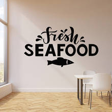 Adesivo de parede para frutos do mar e restaurante, decoração com janela, decalque de peixe, bar, cozinha e quarto 2024 - compre barato