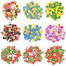 mixed Round Flower pattern Wooden decorative Buttons For Sewing Scrapbooking Crafts 50pcs 10-40mm mt2587 2024 - buy cheap