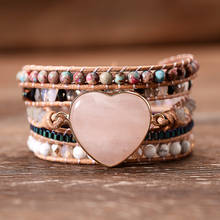 Rose Crystal Heart 5 Strands Wrap Bracelets Chain String Handmade Bracelet Boho Chic Women Jewelry 2024 - buy cheap