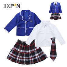 Full Set School Uniform for Kids Girls High Waist Skirt Shirt Coat Tie Schoolgirl Costumes Students Stage Clothes Korean Style 2024 - buy cheap