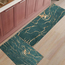 Green Marble Lines Golden Crack Texture Long Kitchen Mat Home Entrance Doormat Anti-slip Bathroom Rug Home Floor Decoration 2024 - buy cheap