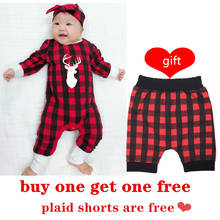 Baby Boys Girls Christmas Jumpsuit Newborn Winter Reindeer Red Plaid Pajamas Bebes Romper Baby Girl Clothes Boys Clothes 2022 30 2024 - buy cheap