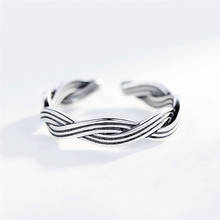 Sole Memory Retro Personality Weaving Wave Art Silver Color Female Resizable Opening Rings SRI487 2024 - buy cheap