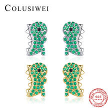 Colusiwei Micro-Inlaid Green Crystal Dinosaur Stud Earrings 925 Sterling Silver Animal Earrings for Women Kids Jewelry Brincos 2024 - buy cheap