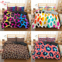 Conjunto de cama com estampa de leopardo, animal, capa de edredom, travesseiro, peças 2024 - compre barato