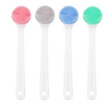 Silicone Long Handle Shower Brush Scrubber Shower Bath Body Brush Wooden Handle Body Cleaning Tool Bathroom 2024 - buy cheap