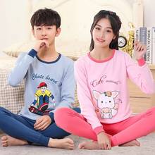 New Boys Sleepwear Teenager Clothes Girl Autumn Nightwear Cotton Children Homewear Pajamas for Kids Pyjamas 8 10 12 14 16 Year 2024 - buy cheap