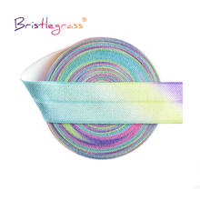 BRISTLEGRASS 50 100 Yard by Roll 3/4" 20mm Pastel Rainbow Print Foldover Elastic FOE Spandex Satin Band Hair Tie DIY Sewing Trim 2024 - buy cheap