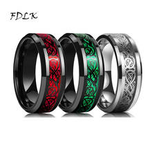 Мужское кольцо из нержавеющей стали FDLK 8 мм с инкрустацией дракона, красное, зеленое, черное кольцо из углеродного волокна, обручальное кольцо, ювелирные изделия для мужчин, размер 6-13 2024 - купить недорого