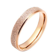 Mangosky anel de titânio 4mm, em aço inoxidável com pincel de ouro rosê, masculino e feminino para casais, anel de noivado e casamento 2024 - compre barato