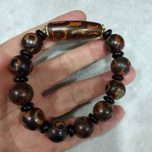 Nature Tibet Dzi Bead Amulet 9 Eyes Vein With 3 Eyes Beads Bangle Magic Bracelet Bless Churinga 2024 - buy cheap