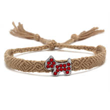 Boho Diamante Red Crystal Dog Charm Woven Friendship Bracelet Women Men 2019 New Fashion Dog Lover Cute Animals Lovely Jewelry 2024 - buy cheap