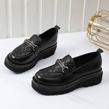 Women Black Punk Platform Loafers Ladies Round Toe Chunky Heel Vintage Shoes Female Slip on High Heel Pumps 2024 - buy cheap