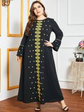 2021 Spring Autumn Dress Women Long Sleeve Embroidery Abayas Muslim Dubai Turkey Dress Maxi Long Plus Size Islamic Clothing 2024 - buy cheap