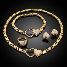 Hotsale African Beads Jewelry Set Bridal Gold Color Heart Necklace Set Nigerian Wedding Dubai Jewelry Sets Design Accessories 2024 - buy cheap