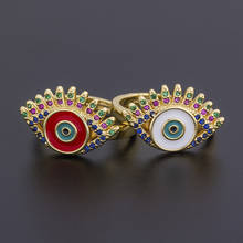 Регулируемые кольца с радужным кристаллом и кубическим цирконием, Золотое кольцо на палец от сглаза, эффектное очаровательное ювелирное изделие для женщин, модный подарок 2024 - купить недорого
