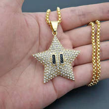 Hip Hop Bling Iced Out Rhinestones Gold Stainless Steel Pentagram Star Pendants Necklace for Men Rapper Jewelry Drop Shipping 2024 - buy cheap