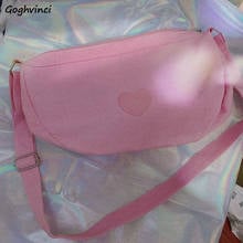 Shoulder Bags Women Kawaii Pink Heart Printed Zipper Lovely Students Harajuku Ins Casual Cute Girly Messenger Bag Ulzzang New 2024 - buy cheap