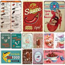 Fresh Mexican Fast Food Seafood Metal Tin Signs Vintage Plaque Beef Bread Pizza Wall Poster Breakfast Diner Home Kichen Decor 2024 - buy cheap