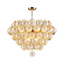 Lustre criativo de personalidade, luminária com bola de vidro em metal e14 2024 - compre barato