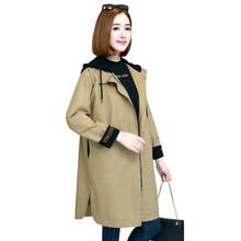 Women Oversized Jacket L-4XL Long Windbreaker 2021 Female Spring Autumn New Hooded Overcoat With Lined Casual Loose Coat C987 2024 - buy cheap