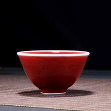 Jingdezhen pote de esmalte vermelho artesanal, jun, cerâmica, copo para chá, personalidade, copo individual 2024 - compre barato