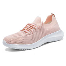 Tênis de moda feminina sapatos de desporto ao ar livre respirável malha senhora casual running formadores leve plana mocassins rosa 2024 - compre barato