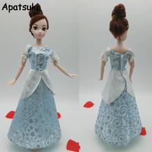 Light Blue Cinderella Cosplay Costume Clothes for Barbie Dolls Short Sleeve Dress for 1/6 BJD Doll Accessories DIY Kids Toy Gift 2024 - купить недорого