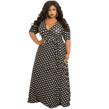 Plus Size Dress Women Beach Bohemian Vestido Long Sleeve V Neck Floor Length Dress Polka Dot Print Maxi Dresses 5XL Belt DA552 2024 - buy cheap