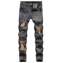 Pantalones vaqueros ajustados para hombre, Jeans rasgados de alta calidad, elásticos, estilo Hip Hop 2024 - compra barato