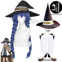 Roxy migurdia cosplay reencarnação sem emprego mushoku tensei cosplay 88cm peruca azul cosplay anime perucas sapatos chapéu cana adereços 2024 - compre barato