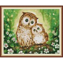 Joy Sunday Cross Stitch Kit Two Owls Patterns 14CT 11CT Counted Cross Stitch Printed  Handmade Fabric Embroidery Needlework Sets 2024 - buy cheap