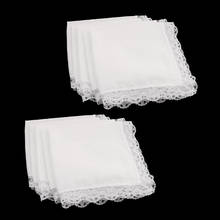 10 Pieces Men Women 100% Cotton White Handkerchiefs Comfy Hanky Party Hankies 2024 - buy cheap