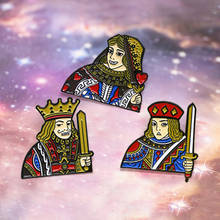 Funny Poker King Queen Knight Brooches Smile queen Colour Pattern poker J Q K Enamel Pin Lapel Badge Jewelry for Friends Gift 2024 - buy cheap