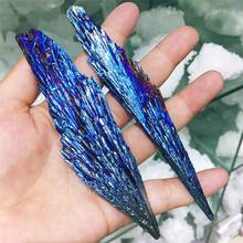 Кристалл натурального кварца редкий и красивый синий halo титановый кварц Кристалл минеральный исцеляющий текстура супер красивая 2024 - купить недорого