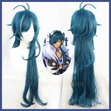 Genshin Impact Cosplay Kaeya Wig Long Straight Highlight Blue Heat Resistant Hair Adult Halloween Role Play 2024 - buy cheap