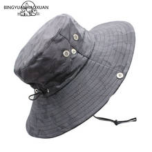 BINGYUANHAOXUAN-Sombrero de pescador de algodón puro para adultos, gorra de pescador de camuflaje para exteriores, estilo militar, de jungla, de gran tamaño 2024 - compra barato