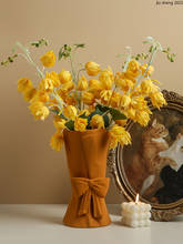 Vaso de cerâmica estilo europeu, criativo, com laço, arranjo de flores, moderno, sala de estar, decoração de mesa, decoração para casa, casamento 2024 - compre barato