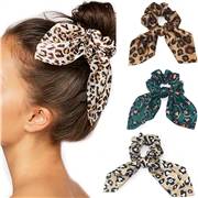 Korean Cute Rabbit Ear Leopard Hair Accessories Hair Scrunchies Elastic Hair Bands Ties Rope Bands Ponytail Bands 2024 - buy cheap