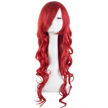 Fei-Show Synthetic Fiber Long Curly Wigs Women Red Purple Black Blonde Inclined Bangs Party Hair Costume Carnival Cosplay Wig 2024 - buy cheap