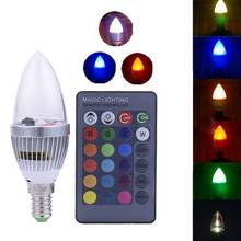 E12/E14E27 3W RGB светодиодный лампы, 15 цветов, меняющая цвет Свеча светильник лампа с дистанционным управлением 2024 - купить недорого