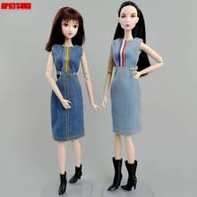 Casual Wear Denim Jean Dress For Barbie Doll Outfits 1/6 BJD Dolls Clothes Kids & Baby Dollhouse DIY  Accessories Toys 1:6 2024 - buy cheap