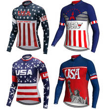 Men USA Pro Breathable Cycling Jersey Long Sleeve Bike Wear Bicycle Team MTB Shirts Ropa Ciclismo Clothing Jacket 2 Designs 2021 2024 - buy cheap