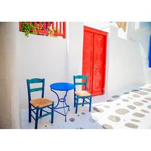 Pano de fundo fotográfico para crianças, cadeira de mesa azul com porta vermelha e personalizada para uso ao ar livre, fotografia e estúdio de fotos 2024 - compre barato