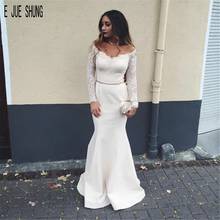 E JUE SHUNG New Long Sleeves Mermaid Wedding Dresses V Neck Off the Shoulder Wedding Gowns Lace Bridal Dresses vestido de noiva 2024 - buy cheap